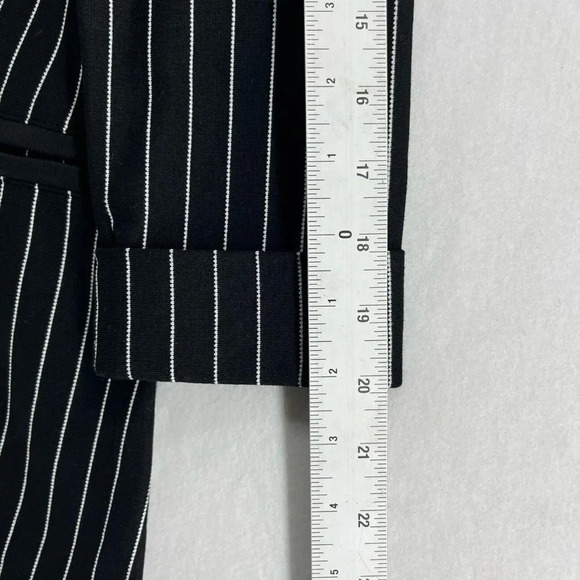 Divided by H&M Jacket Womens XS Black Striped Open Front Pockets Notched Lapel - Picture 5 of 11